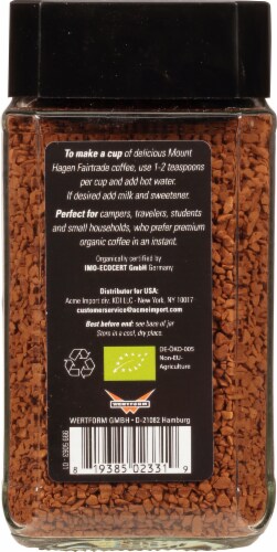 Mount Hagen® Organic Fair Trade Instant Coffee Perspective: back