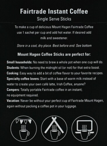 Mount Hagen Organic Fairtrade Instant Coffee Single Serve Sticks Perspective: back
