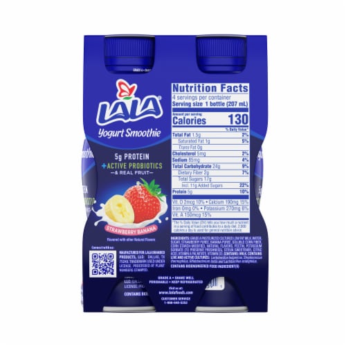 LaLa® Strawberry Banana Probiotic Yogurt Smoothies Perspective: back