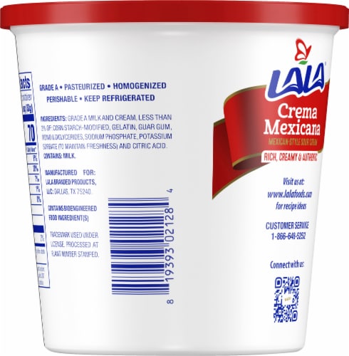 LaLa Mexican Style Sour Cream Perspective: back