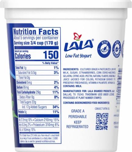 LALA® Low Fat Strawberry Blended Yogurt Perspective: back