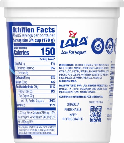Lala® Low Fat Mango Blended Yogurt Perspective: back
