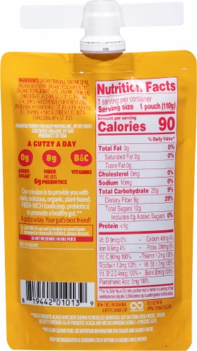 Gutzy® Organic Apple Banana Berry Pomegranates Prebiotic Fruit & Fiber Pouch Perspective: back
