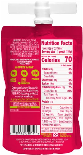 Energyfruits Gutzy® Organic Apple Strawberry Kiwi & Kale Fruit & Veg Snack Perspective: back