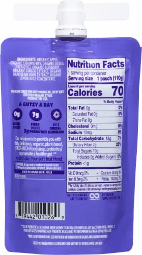 Gutzy® Organic Apple Strawberry Blueberry Ginger & Dandelion Prebiotic Fruit & Fiber Perspective: back