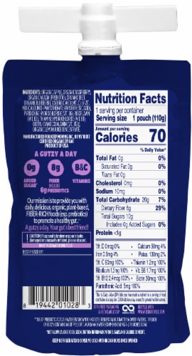 Gutzy® Organic Apple Raspberry Blueberry & Beet Prebiotic Fruit & Fiber Perspective: back