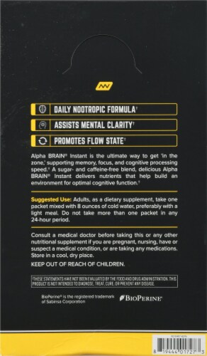 Onnit Pineapple Punch Alpha Brain Instant Dietary Supplement Packets Perspective: back