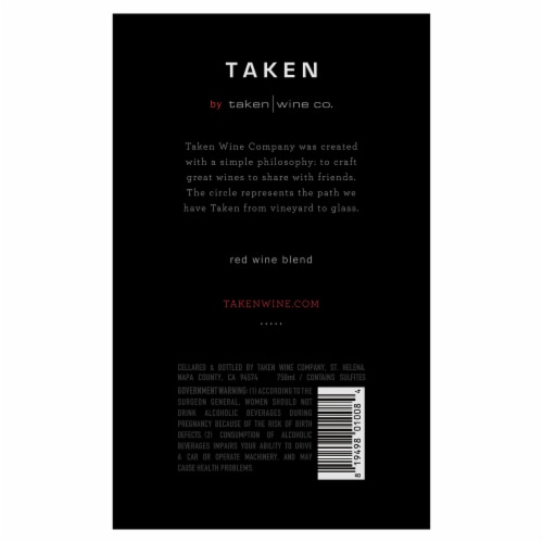 Taken Wine Co. Red Blend Perspective: back