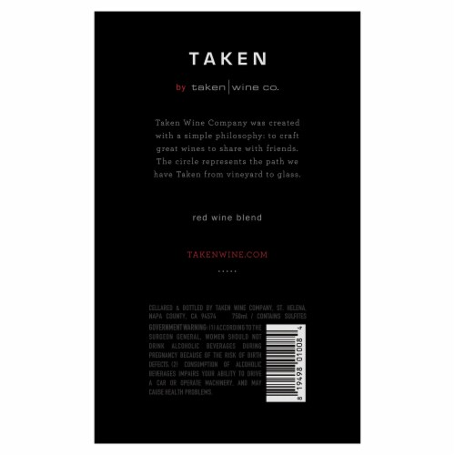 Taken Wine Co. Red Blend Perspective: back