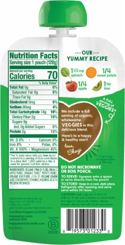 Happy Tot Organics Love My Veggies Spinach Apples Sweet Potatoes & Kiwi Stage 4 Veggie & Fruit Blend Perspective: back