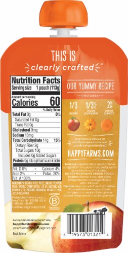 Happy Baby® Clearly Crafted® Stage 2 Apples Pumpkin & Carrots Organic Baby Food Pouch Perspective: back