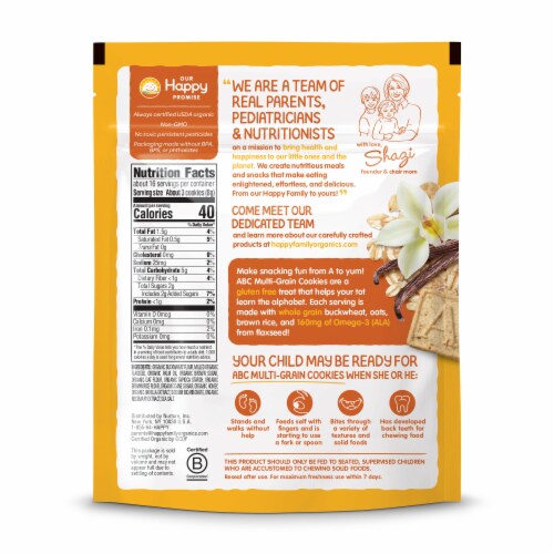 Happy Tot® Organics Super Smart Multi-Grain Organic Vanilla Oat Alphabet Snacks + Flaxseed Perspective: back