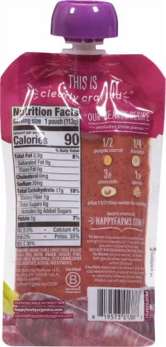 Happy Baby® Organic Purple Carrots Bananas Avocados & Quinoa Stage 2 Baby Food Perspective: back