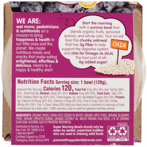 Happy Tot® Organics Super Morning Bowl Apples & Blueberries Oatmeal + Sprouted Quinoa Perspective: back