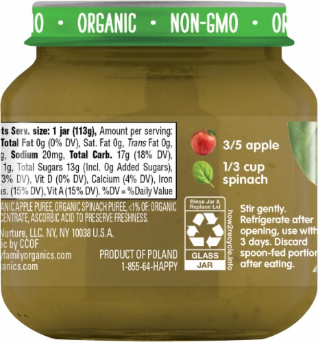 Happy Baby® Organics Stage 2 Apples & Spinach Baby Food Perspective: back