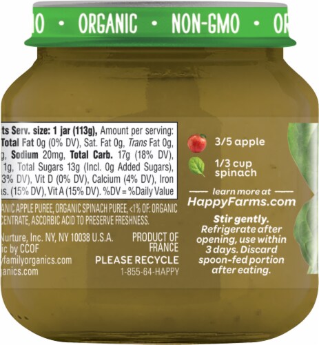 Happy Baby® Organics Stage 2 Apples & Spinach Baby Food Perspective: back