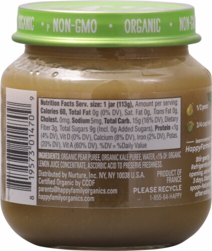 Happy Baby® Organic Pears & Kale Stage 2 Baby Food Perspective: back