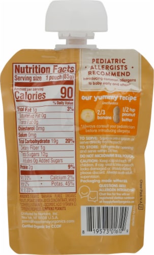 Happy Baby® Organics Nutty Blends™ Banana with Peanut Butter Baby Food Pouch Perspective: back