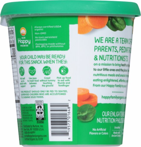 Happy Baby® Organic Snackers™ Gluten Free Creamy Spinach & Carrot Baked Grain Snack Perspective: back