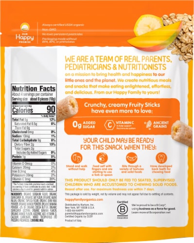Happy Tot Organics Banana Mango & Oat Fruity Sticks Snack Perspective: back