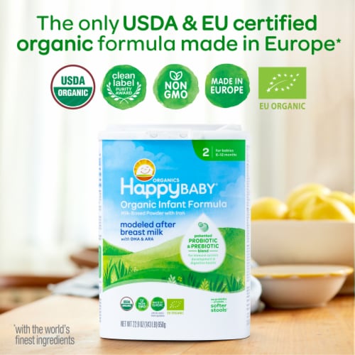 Happy Baby Organics Stage 2 Organic Infant Formula Container Perspective: back