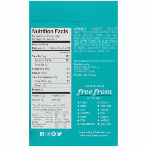 Enjoy Life Dipped Banana Chocolate Protein Bites Perspective: back