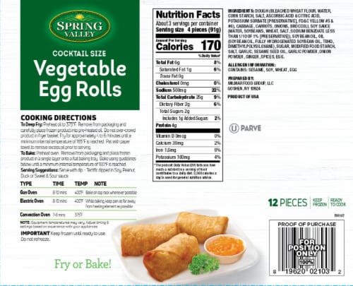 Spring Valley Cocktail Vegetable Egg Rolls Perspective: back