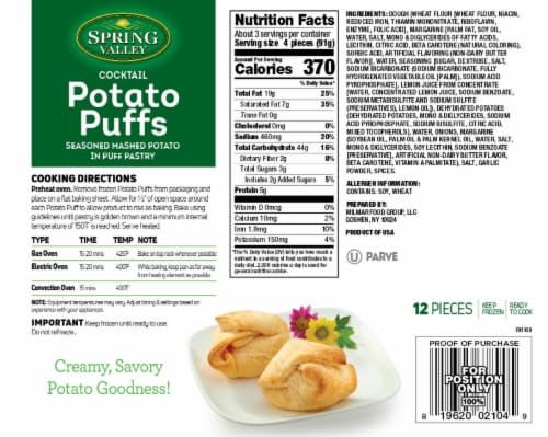 Spring Valley Cocktail Potato Puffs Perspective: back