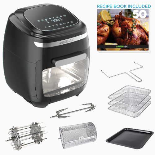 GoWISE USA 11.6-Quart Air Fryer Toaster Oven, Vibe, Black/Silver Perspective: back