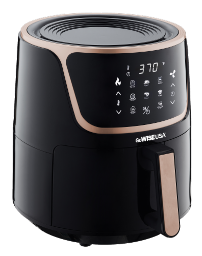 GoWISE USA 7-Quart Electric Air Fryer with Dehydrator, Black/Copper Perspective: back