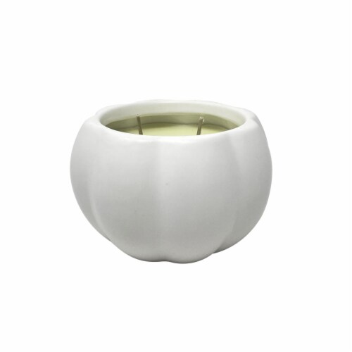 Sand + Fog Home White Pumpkin Shaped Candle Perspective: back
