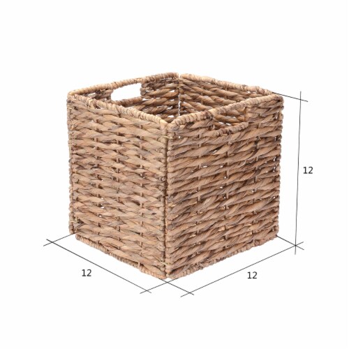 Villacera Set Of 2 Foldable Wicker Storage Baskets Natural Water Hyacinth 12 Inch Bins 1 unit City Market