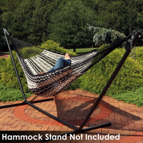 Sunnydaze 2 Person Cotton and Nylon Woven Fabric Hammock Black and White 1 Mariano s