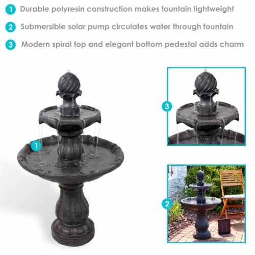 Solar Powered 2 Tier Water Fountain