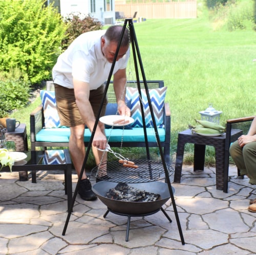 Sunnydaze Powder Coated Steel Fire Pit Tripod Grilling Set for Cooking 55 Smith s Food and Drug