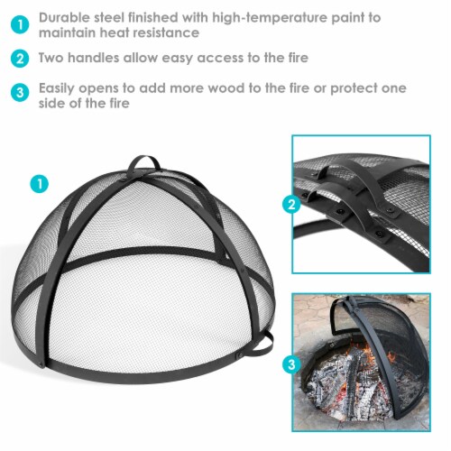 Sunnydaze 22 in Easy Access Steel Fire Pit Spark Screen Perspective: back