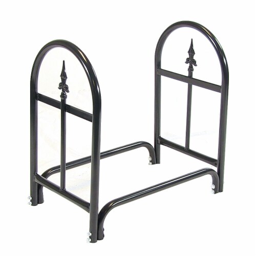 Sunnydaze Log Rack 2' Black Steel Indoor Outdoor Decorative Firewood Holder Perspective: back