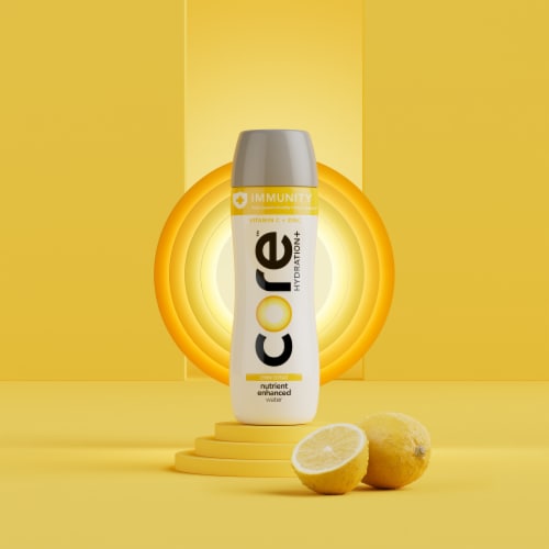 Core Hydration Immunity Enhanced Bottled Water Perspective: back