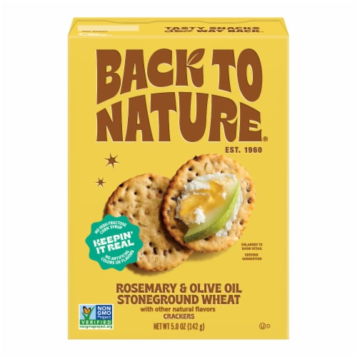 Back to Nature Rosemary & Olive Oil Stoneground Wheat Crackers Perspective: back