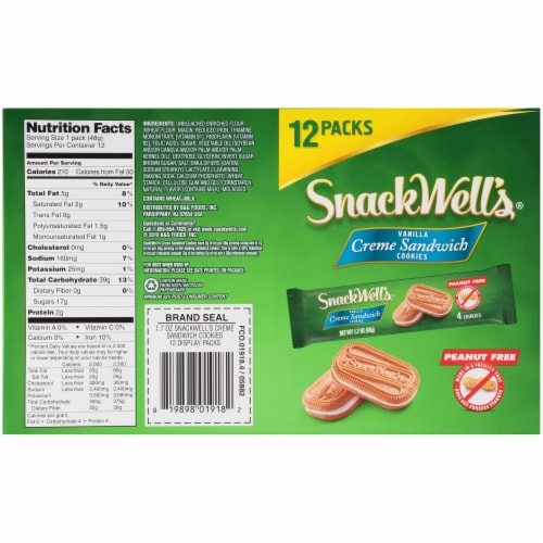 Snackwell's Vanilla Cream Sandwich Cookies Perspective: back