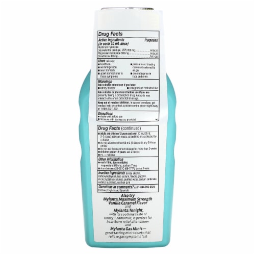 Mylanta® Classic Flavor Maximum Strength Antacid + Anti-Gas Liquid Perspective: back