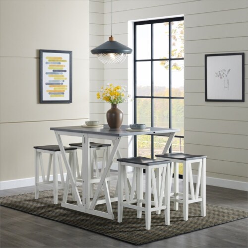 Martin Svensson Home Del Mar 5 Piece Table and Stool Set White and