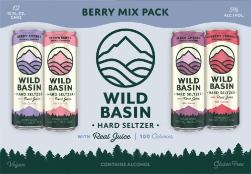 Oskar Blues Brewery Wild Basin Berry Hard Seltzer Variety Pack Perspective: back