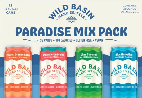 Oskar Blues Brewery Wild Basin Paradise Hard Seltzer Variety Pack Perspective: back