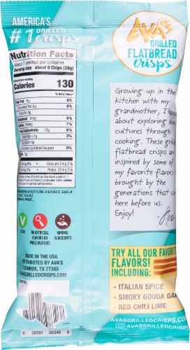 Ava's Simply Salted Grilled Flatbread Crisps Perspective: back