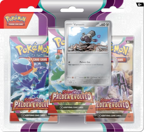 Pokemon TCG: Pokemon Scarlet and Violet 2 Paldea Evolved 3 Pack Blister (Random Promo) Perspective: back