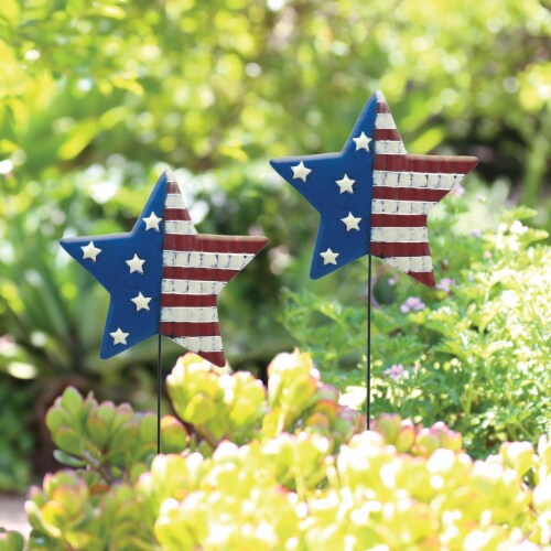 Alpine 24 In. Metal American Flag Garden Stake Lawn Ornament QEL152 Pack of 18 Perspective: back