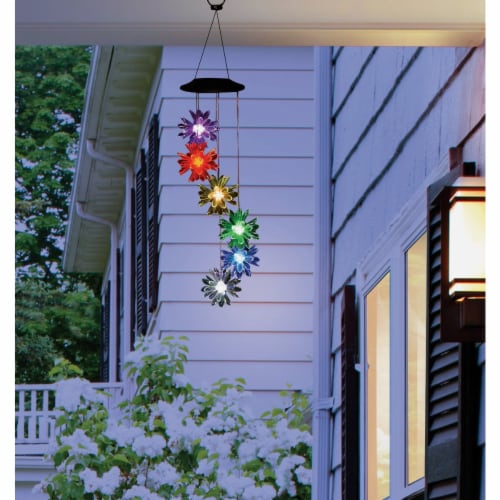 Alpine 28 In. Solar Color Changing Flower Mobile QLP840SLR-CC Perspective: back
