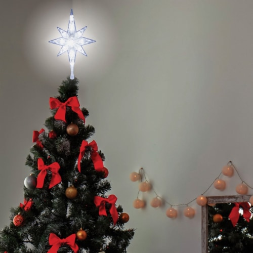 Alpine Transparent LED 11 In. Star Christmas Tree Topper COR212WT-TM Perspective: back