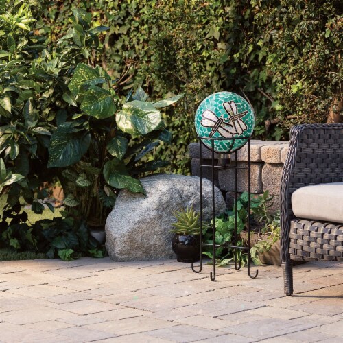 Alpine 10 In. Dia. Mosaic Dragonfly Duo Glass Gazing Globe HMD194 Perspective: back